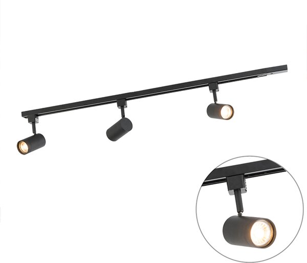 Nowoczesny system szynowy z 3 reflektorami czarny 1-fazowy - Iconic Jeana
