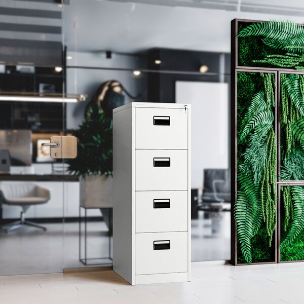Szafa kartotekowa metalowa z 4 szufladami biała, 460x1320x620 mm: SARA