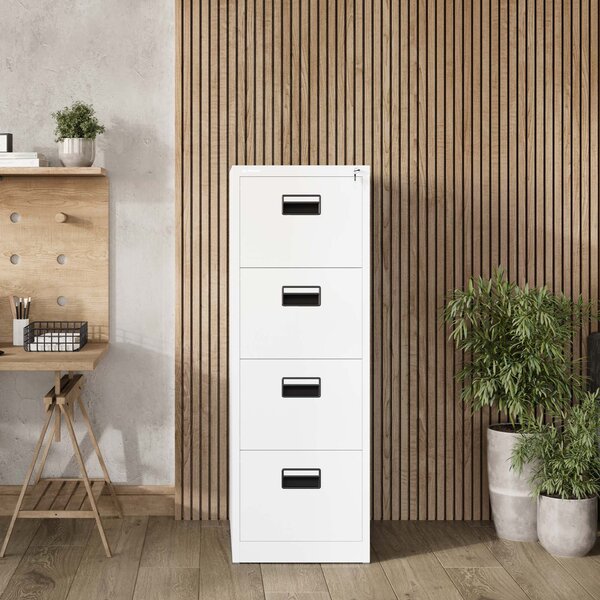 Szafa kartotekowa metalowa z 4 szufladami biała, 460x1320x620 mm: SARA
