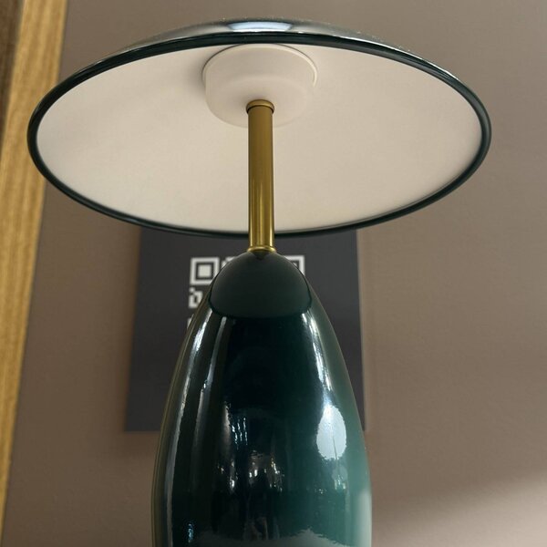 Elstead Lampa stołowa Poppy, możliwość ściemniania, zielony, salon / jadalnia, aluminium, vintage
