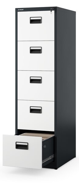 Szafa kartotekowa metalowa z 5 szufladami antracytowo-biała, 460x1625.5x620 mm: SARA