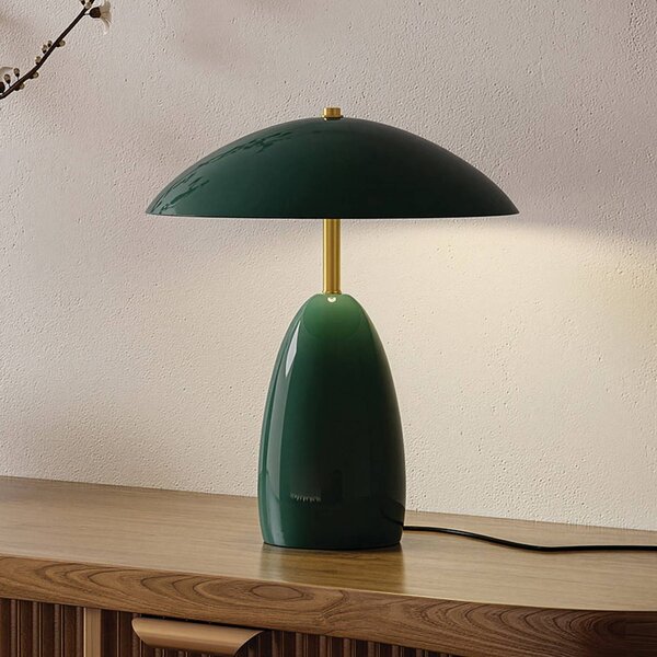 Elstead Lampa stołowa Poppy, możliwość ściemniania, zielony, salon / jadalnia, aluminium, vintage