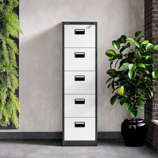 Szafa kartotekowa metalowa z 5 szufladami antracytowo-biała, 460x1625.5x620 mm: SARA