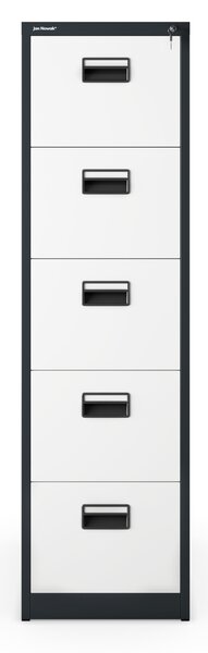 Szafa kartotekowa metalowa z 5 szufladami antracytowo-biała, 460x1625.5x620 mm: SARA