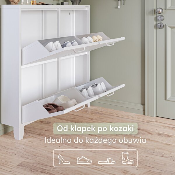 Szafka na buty metalowa, wąska, biała, 960x900x170 mm: SHIRLEY
