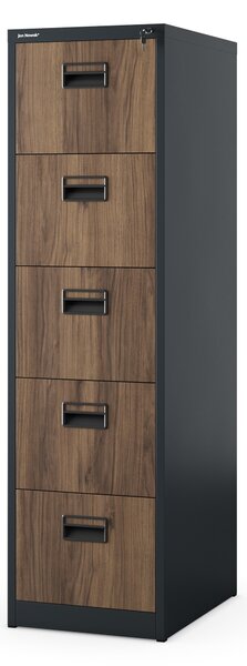 Szafa kartotekowa metalowa z 5 szufladami antracytowa/orzech, 460x1625.5x620 mm: SARA Eco Design