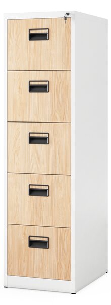 Szafa kartotekowa metalowa z 5 szufladami biała/dąb sonoma, 460x1625.5x620 mm: SARA Eco Design