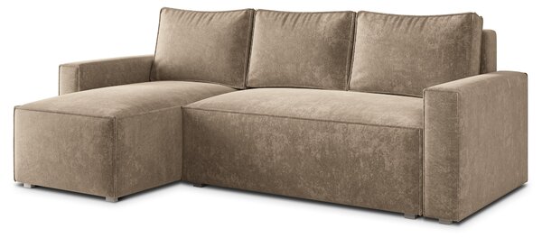 Masseno Narożnik POTARO z funkcją spania i pojemnikiem na pościel Narozniki L, Rozkładana sofa - Beżowy, LUMO 30