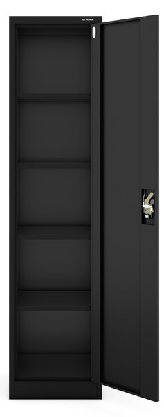 Biurowa szafa metalowa na akta ALEX, 450 x 1850 x 400 mm, czarna