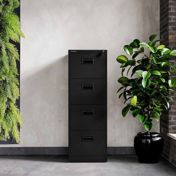 Metalowa szafa kartotekowa SARA V4, 460 x 1320 x 620 mm, czarna