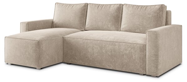 Masseno Narożnik POTARO z funkcją spania i pojemnikiem na pościel Narozniki L, Rozkładana sofa - Kremowy, LUMO 55