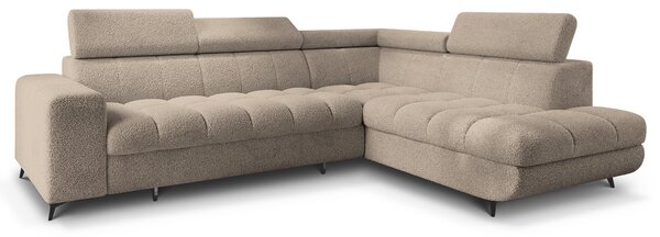 Masseno Narożnik MORIVA z funkcją spania i pojemnikiem na pościel Narozniki L, Rozkładana sofa - Beżowy, QUELLE 05