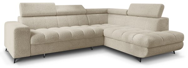 Masseno Narożnik MORIVA z funkcją spania i pojemnikiem na pościel Narozniki L, Rozkładana sofa - Kremowy, QUELLE 02
