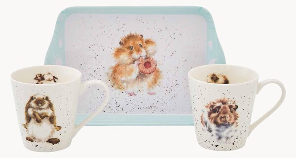 Komplet kubków z porcelany Diet Starts with Tray, 2 elem