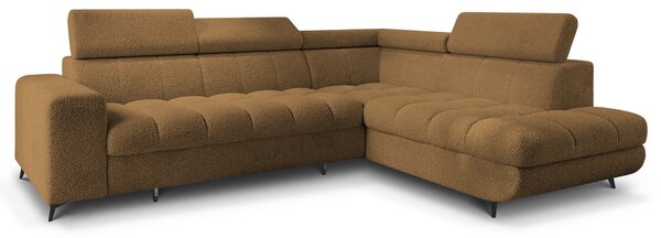 Masseno Narożnik MORIVA z funkcją spania i pojemnikiem na pościel Narozniki L, Rozkładana sofa - Miodowy, QUELLE 17