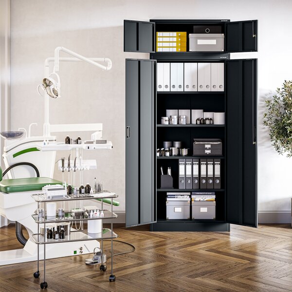 Szafa metalowa biurowa z 4 półkami antracytowa, 1750x800x400 mm: JAN Compact