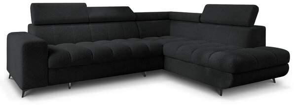 Masseno Narożnik MORIVA z funkcją spania i pojemnikiem na pościel Narozniki L, Rozkładana sofa - Czarny, QUELLE 100