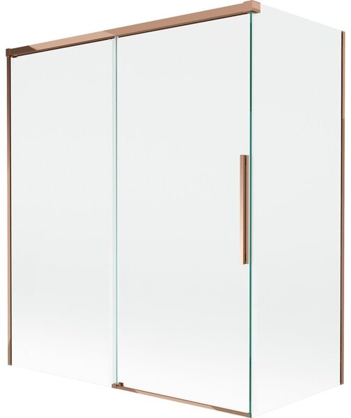 Mexen Rox parawan nawannowy 2-skrzydłowy rozsuwany 140 + 70 x 150 cm, transparent, różowe złoto - 8C9-140-070-60-00
