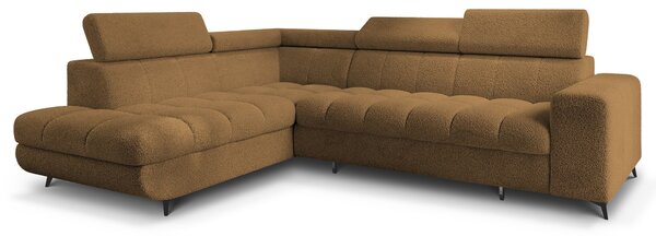 Masseno Narożnik MORIVA z funkcją spania i pojemnikiem na pościel Narozniki L, Rozkładana sofa - Miodowy, QUELLE 17