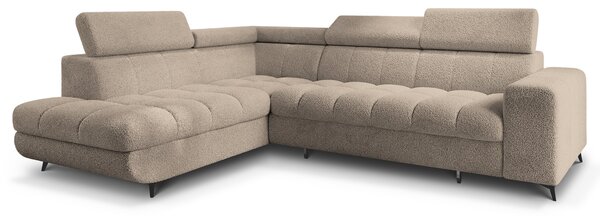 Masseno Narożnik MORIVA z funkcją spania i pojemnikiem na pościel Narozniki L, Rozkładana sofa - Beżowy, QUELLE 05
