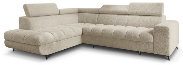 Masseno Narożnik MORIVA z funkcją spania i pojemnikiem na pościel Narozniki L, Rozkładana sofa - Kremowy, QUELLE 02