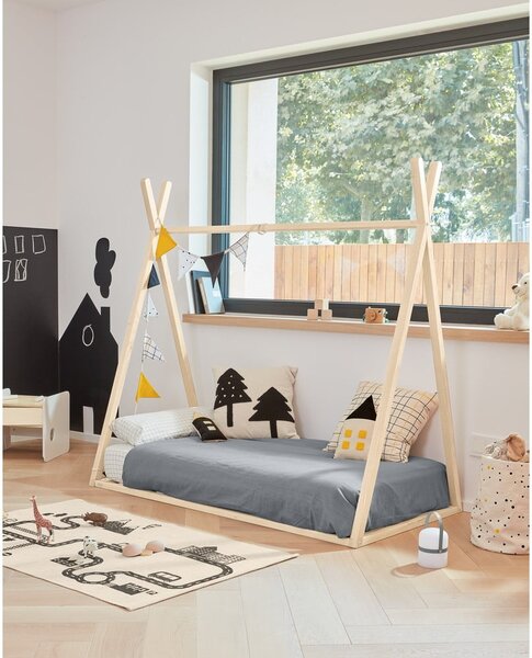 Czarno-beżowa poduszka dziecięca z bawełny organicznej Kave Home Nisi, 13x35 cm