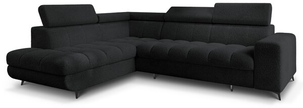 Masseno Narożnik MORIVA z funkcją spania i pojemnikiem na pościel Narozniki L, Rozkładana sofa - Czarny, QUELLE 100