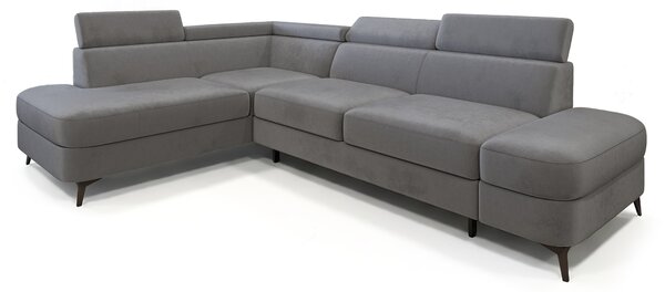 Masseno Narożnik AVISE z funkcją spania i pojemnikiem na pościel Narozniki L, Rozkładana sofa - Szary, MONOLITH 85