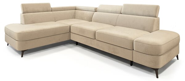 Masseno Narożnik AVISE z funkcją spania i pojemnikiem na pościel Narozniki L, Rozkładana sofa - Kremowy, MONOLITH 04