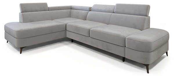 Masseno Narożnik AVISE z funkcją spania i pojemnikiem na pościel Narozniki L, Rozkładana sofa - Jasnoszary, MONOLITH 84