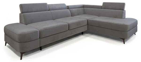 Masseno Narożnik AVISE z funkcją spania i pojemnikiem na pościel Narozniki L, Rozkładana sofa - Szary, MONOLITH 85