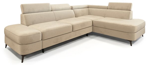 Masseno Narożnik AVISE z funkcją spania i pojemnikiem na pościel Narozniki L, Rozkładana sofa - Kremowy, MONOLITH 04