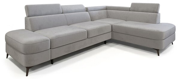 Masseno Narożnik AVISE z funkcją spania i pojemnikiem na pościel Narozniki L, Rozkładana sofa - Jasnoszary, MONOLITH 84