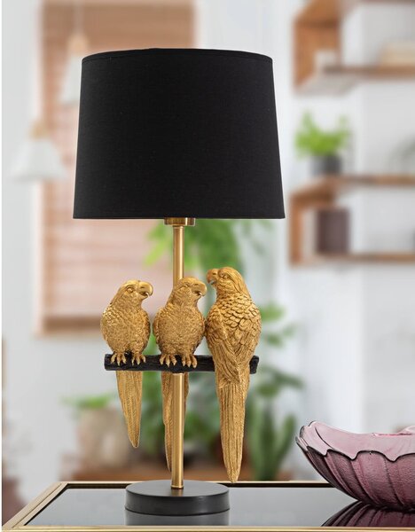Czarna lampa stołowa Mauro Ferretti Parrots