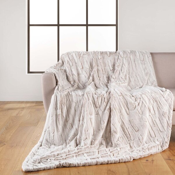 Beżowy koc z mikropluszu 180x220 cm Lynx – douceur d'intérieur