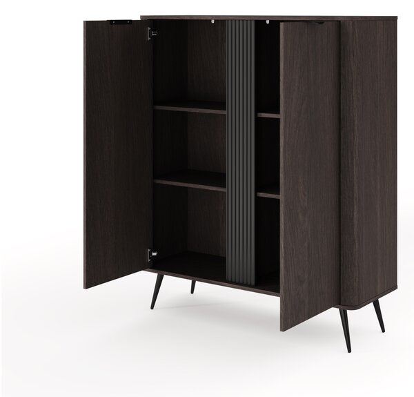 Komoda wysoka Edrin 113 cm - dąb dunin / czarny