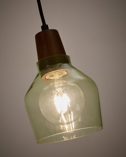 Zielono-naturalna lampa wisząca ze szklanym kloszem ø 13,5 cm Silex – Kave Home