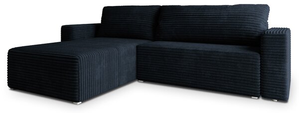 Masseno Narożnik CALTI z funkcją spania i pojemnikiem na pościel Narozniki L, Rozkładana sofa - Czarny, TILIA 100