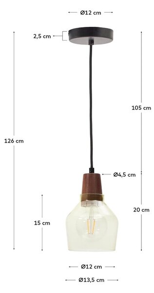 Zielono-naturalna lampa wisząca ze szklanym kloszem ø 13,5 cm Silex – Kave Home