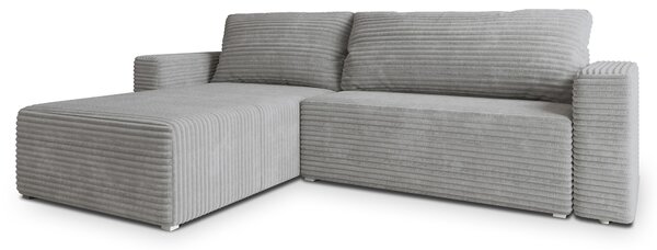 Masseno Narożnik CALTI z funkcją spania i pojemnikiem na pościel Narozniki L, Rozkładana sofa - Jasnoszary, TILIA 86