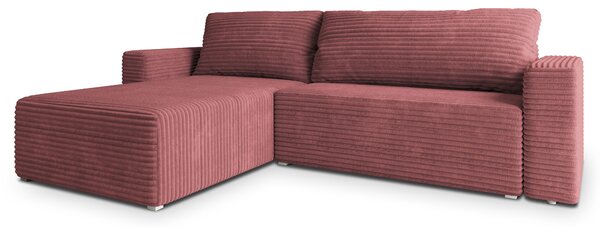 Masseno Narożnik CALTI z funkcją spania i pojemnikiem na pościel Narozniki L, Rozkładana sofa - Pudrowy róż, TILIA 62