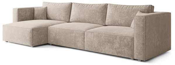 Masseno Narożnik TOLMO z funkcją spania i pojemnikiem na pościel Narozniki L, Rozkładana sofa - Kremowy, LUMO 55