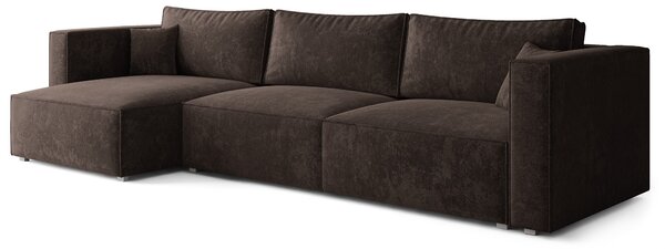 Masseno Narożnik TOLMO z funkcją spania i pojemnikiem na pościel Narozniki L, Rozkładana sofa - Brązowy, LUMO 40