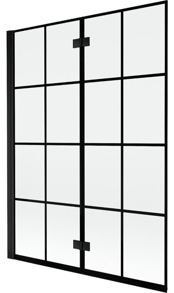 Mexen Mist parawan nawannowy 2-skrzydłowy lewy 130 x 150 cm, czarna kratka, czarny - 8A9-130-002-70-77-L