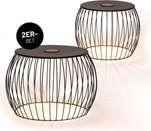Zestaw 2 stolików bocznych LUMALAND - LED, solarne i USB - wewntrz i na zewntrz - atwe w pielgnacji