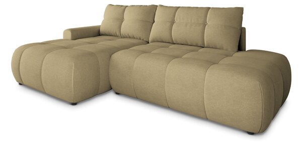 Masseno Narożnik FLUMA z funkcją spania i pojemnikiem na pościel Narozniki L, Rozkładana sofa - Musztardowy, CASTEL 48