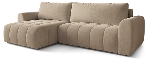 Masseno Narożnik MODARO z funkcją spania i pojemnikiem na pościel Narozniki L, Rozkładana sofa - Beżowy, CASTEL 15