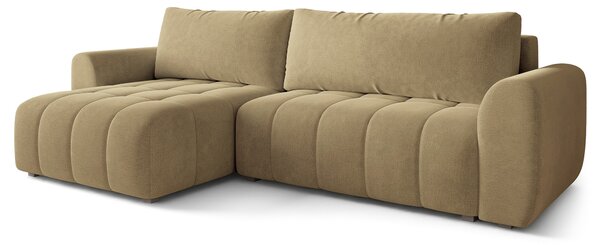 Masseno Narożnik MODARO z funkcją spania i pojemnikiem na pościel Narozniki L, Rozkładana sofa - Musztardowy, CASTEL 48
