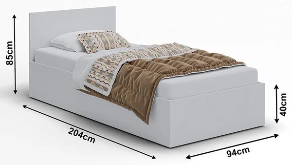 Czarne jednoosobowe łóżko z materacem 90x200 K4-H32