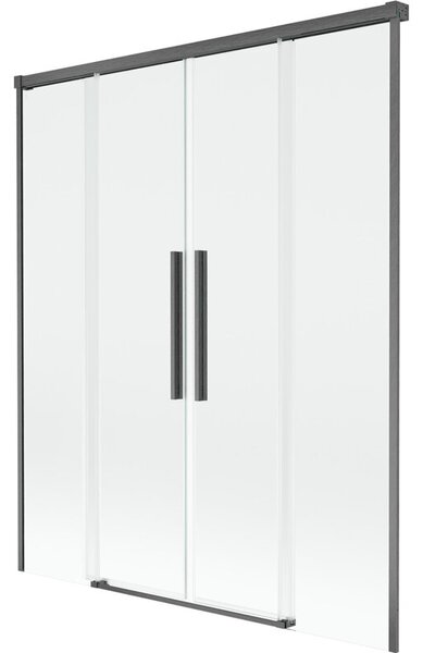 Mexen Rox parawan nawannowy 2-skrzydłowy rozsuwany 160 x 150 cm, transparent, gun gray szczotkowany - 8C9-160-002-66-00